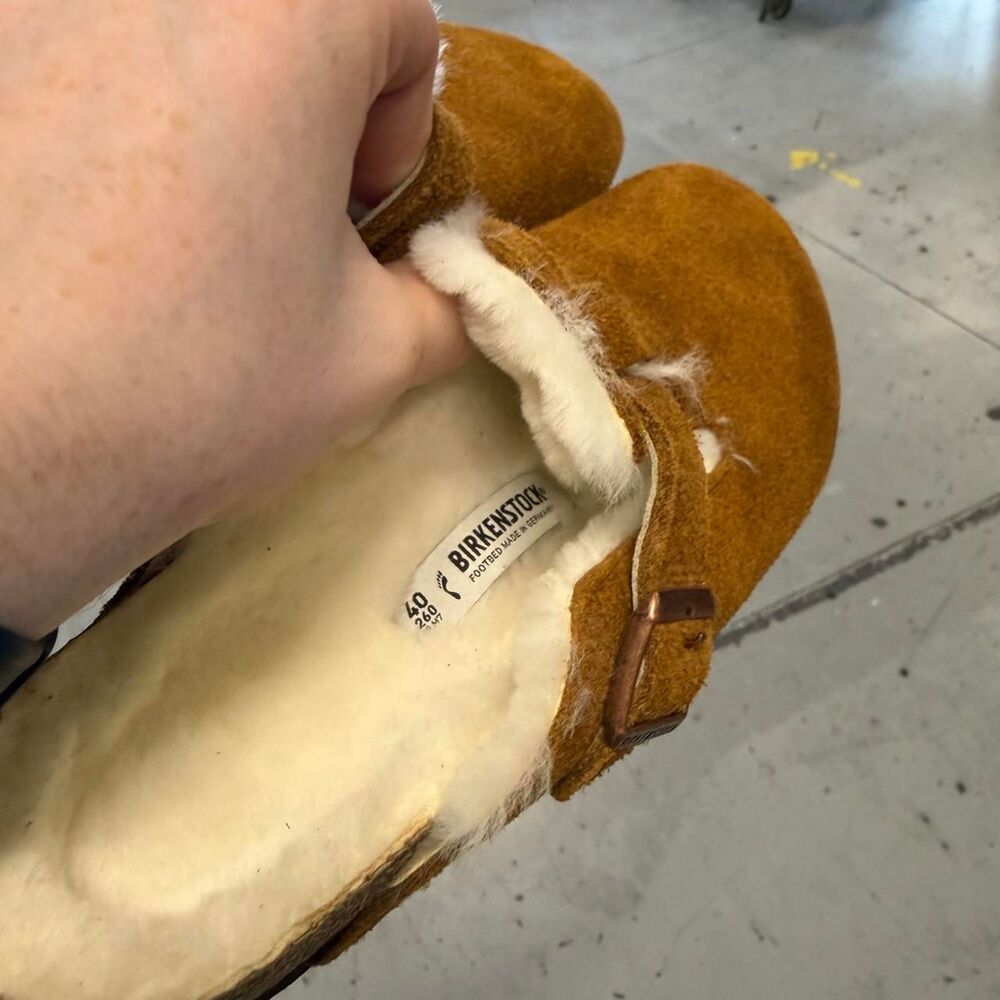 Birkenstock Boston Shearling Clog Womens Size 6 R 40 Germany Made Suede Shoes - Picture 5 of 6